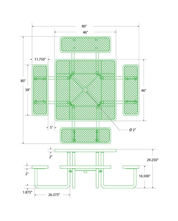 46" Square Expanded Metal Table - Image 2