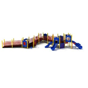 Accessible playground with slides and ramps.