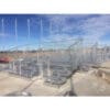 Aluminum bleachers with chain link fence.