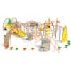 Colorful playground with climbing structures.