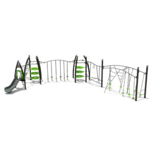 Playground climbing frame with slide.