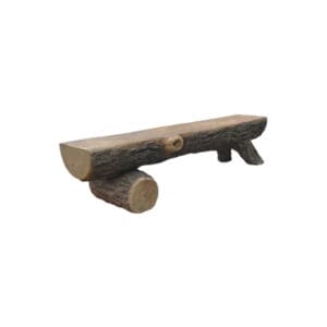 Rustic log bench outdoor seating.