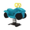 Here's an alt tag for the image: Blue spring rider toy car.