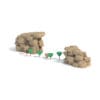 Rock climbing structure with stepping stones.