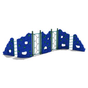 Blue climbing wall playground section.