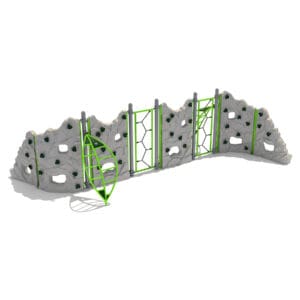 Climbing wall with net and leaf climber.