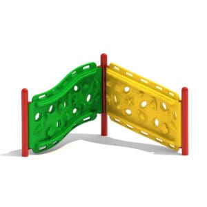 Colorful playground climbing panel.