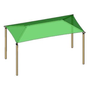 Green shade sail canopy structure.