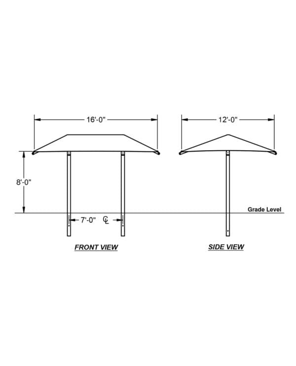 16' x 12' Dual Column Umbrella | Shade Structure - Image 2