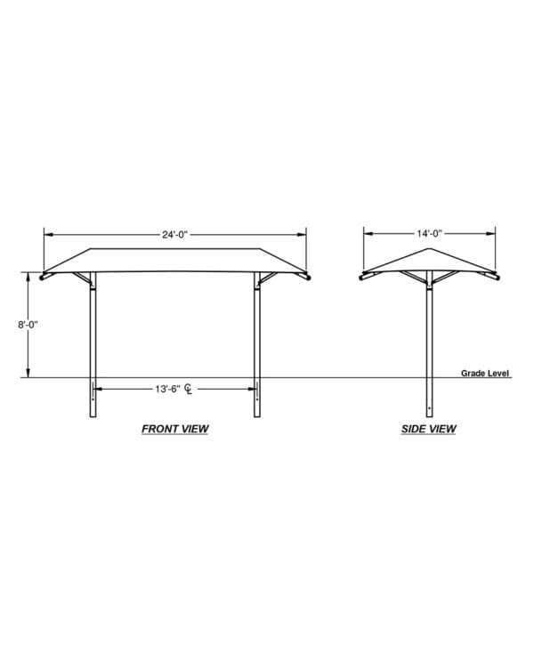 24' x 14' Dual Column Umbrella | Shade Structure - Image 2