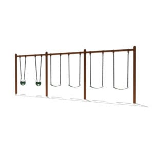 Playground swings with six seats.