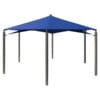 Blue shade structure with four posts.