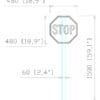 Stop sign, technical drawing, dimensions.