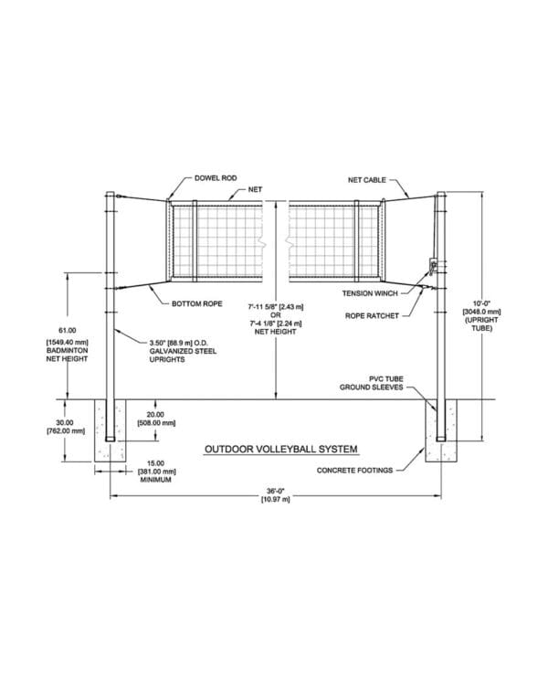 3-1/2" Outdoor Volleyball Standards | Sports Equipment - Image 2